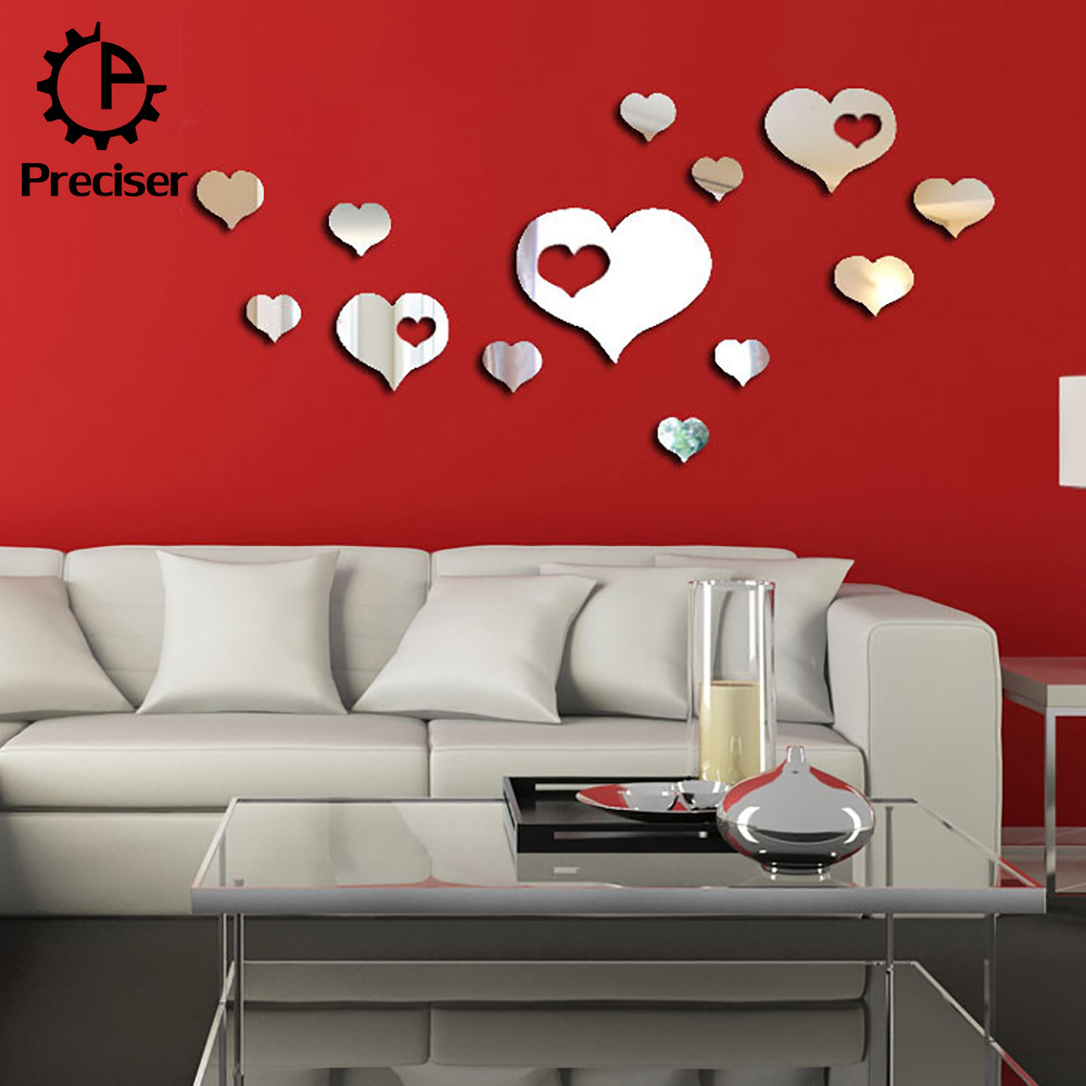 Preciser 13pcs Love Hearts Peach Wedding Gift Decor Crystal Reflective