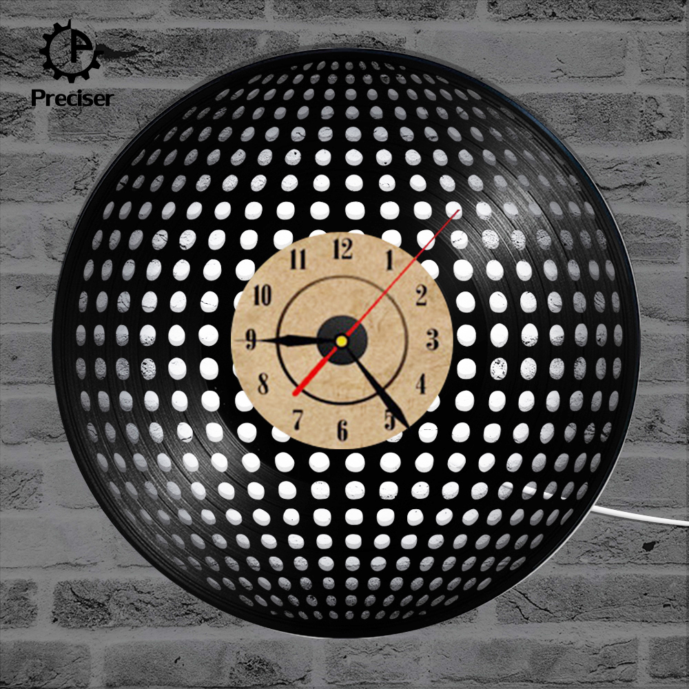 Preciser Creative Round Hollow Dots Vinyl Record Clock Dots